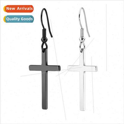 Korea fashion stainless steel cross ear hook earrings/simple