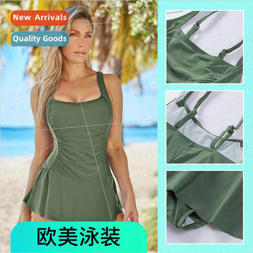 New Europe new spa one-piece swimsu women flesh cover solid