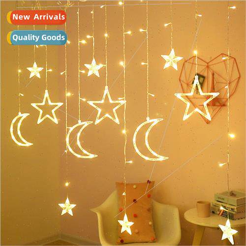 LED Star Moon Curtain ghts Camping Solar Remote Control Star
