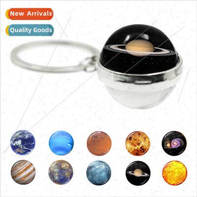 moon keychain galaxy nebula earth mars saturn double sided g