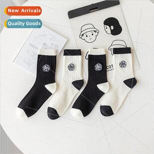 collision female sweet whe small tide color ins Black socks