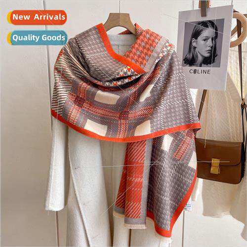 23 fall winter new retro plaid large long scarf female thick