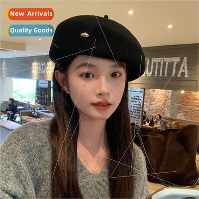 Australian wool beret female winter retro big head circumfer