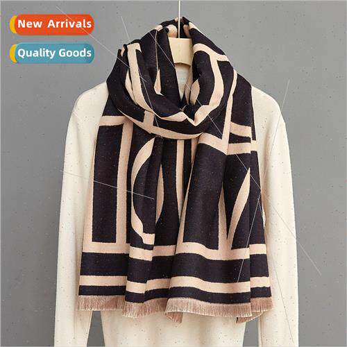 2020 new insM black faux cashmere scarf female autumn winter