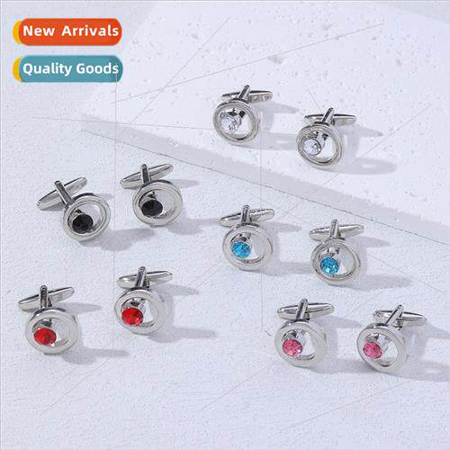 Round diamond cufflinks men simple fashion alloy shirt butto