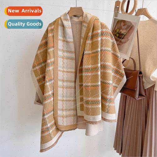 2023 new simple plaid thickened scarf winter double-sided fa
