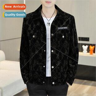 lapel Men fall spring plaid new 2023 Jacket Autumn Spring