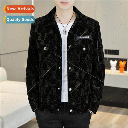 Spring Autumn Men Jacket 2023 new lapel plaid spring fall ja