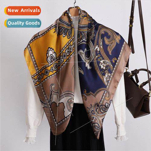 Retro printed silk scarf women new 90*90 large square scarf