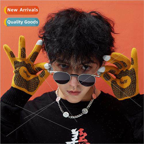 Autumn and winter wool knted gloves men outdoor warm touch s
