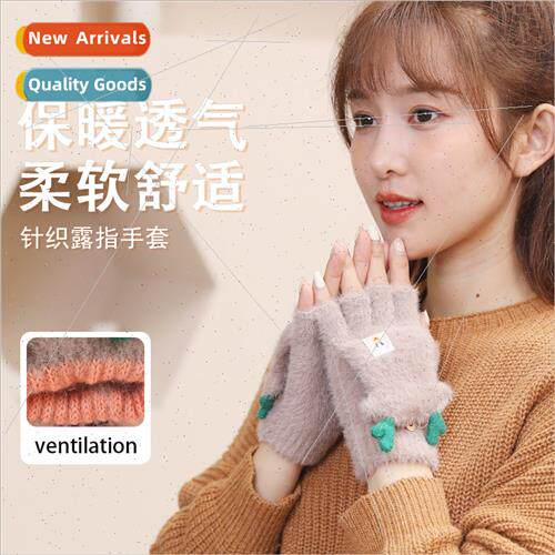 Antler gloves plush female autumn winter thickening warm cut