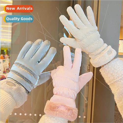 Gloves female winter padded cold thickened cycling touch scr