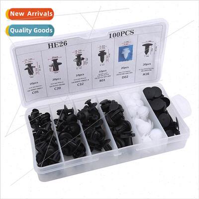 Black 100PCS Boxed Clip Car Bumper Buckle适用Body Fixed Scre