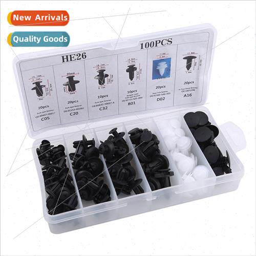 Black 100PCS Boxed Clip Car Bumper Buckle适用Body Fixed Scre