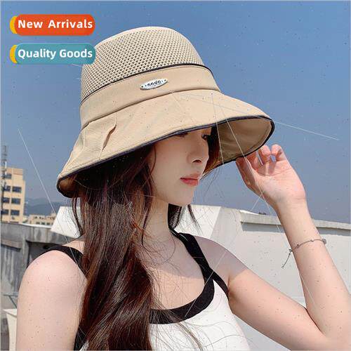 2023 Korea  spring fall new hat female mesh straw top metal