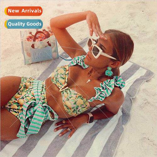 2023i Spl Bikini Swimsu Womens New Ruffle Tie High Waist