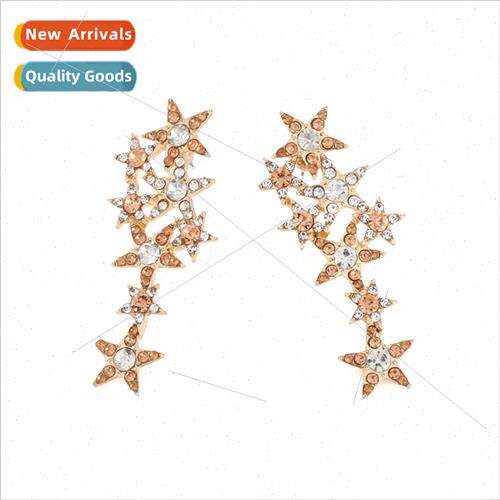 New personalized alloy diamond star earrings sweet cool wind