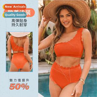spl swimsu one summer shoulder color new solid Europe female