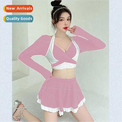 New spl swimsu female thin belly shading gathered long-sleev