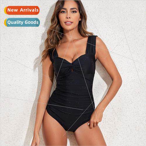 2023 new Europe fashion one-piece swimsu solid color conserv