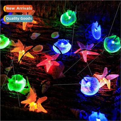 New led solar shell starfish light string summer seaside oce