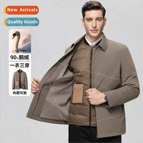 Men one coat three wear goose down jacket fall winter short