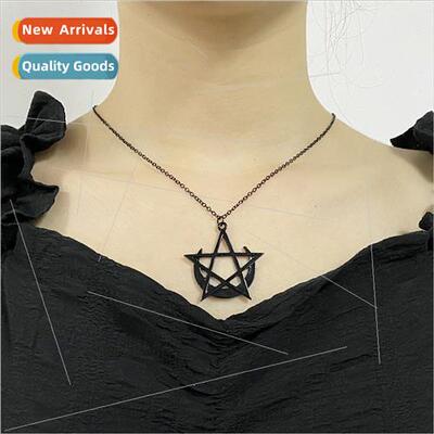 New Pentagram Moon Necklace Skeleton Plating Alloy Pendant N
