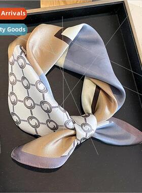 Korea  color blocking fashion silk small square scarf female