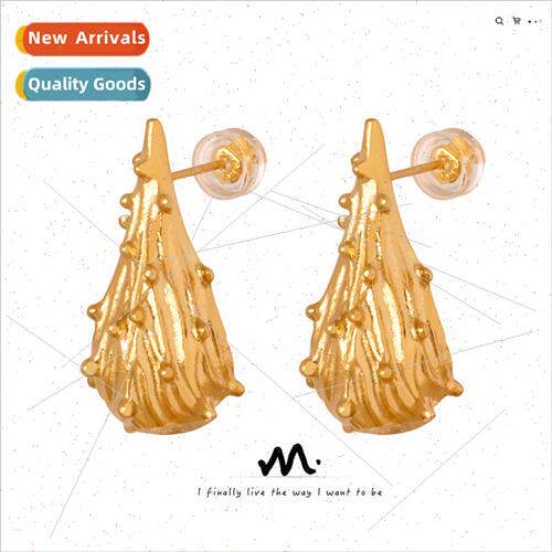 Europe new niche earrings water drop irregular tanium steel