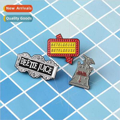 Beetlejuice Movie Subtle Brooch Enamel Alloy Tombstone Badge