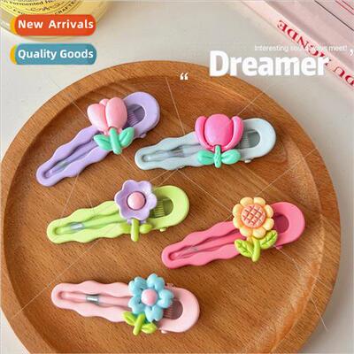 Ins cute spring summer new frosted flowers duckbill clip tul