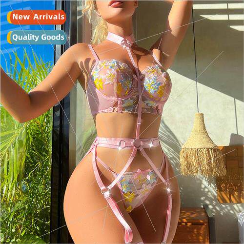 New Women Colorful Flower Embroidery Sexy Body Shaping Strap