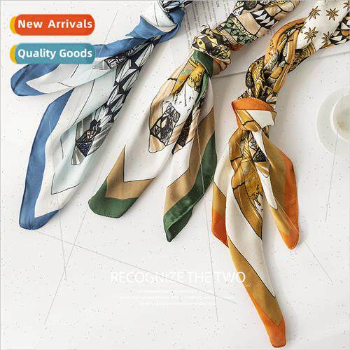 terary retro printing simulation silk scarf fashion around f