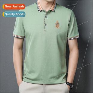 knted polo short spring sleeve striped summer men 2022 shirt