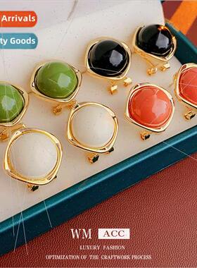silver pin drop oil round metal earrings fashion simple earr