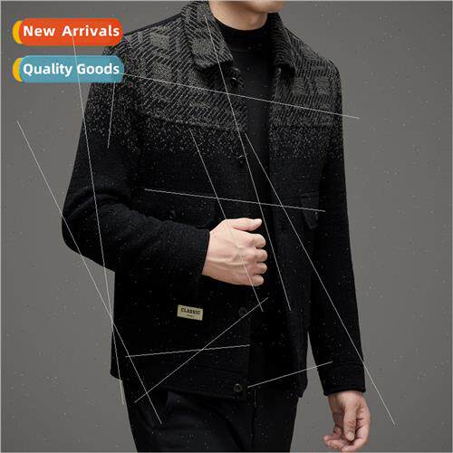 Men lapel fashion casual tweed jacket 2023 fall winter cotto