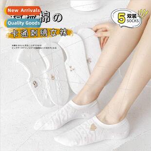 ladies embroidery socks female inv Summer boat cartoon