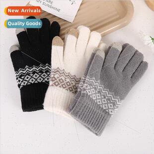 touch screen gloves Geometric winter knted autumn warm print