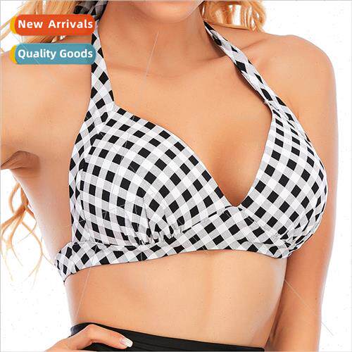 Plaid Bikini One Top Tie Large Breasted Thin Cup i No Steel