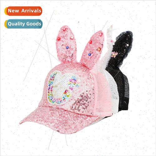 New cartoon rabb children net cap hat students sunscreen bas