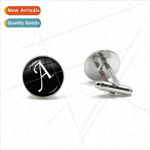 A-Z 26 Alphabet Cufflinks Time Gemstone French Shirt Cufflin