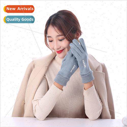 Suede Gloves Women Couple Model Autumn Winter WindproAnti-sl