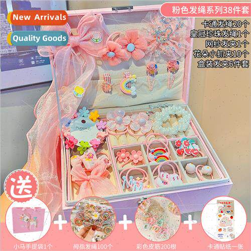 Children hair accessories gift box set leather bcrown tiara