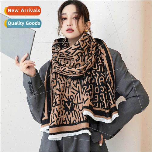 2023 Korea new fall winter letters warm scarf female dual-us