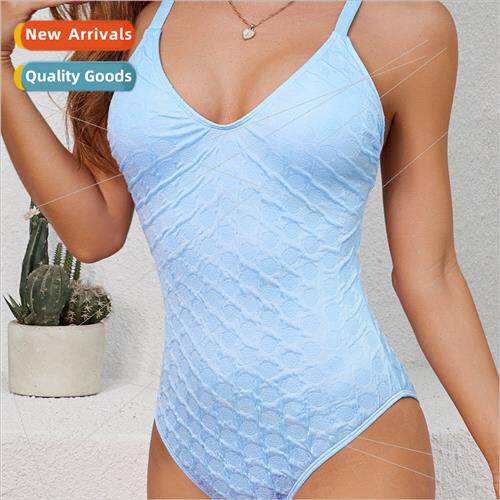 2024Europe new special fabric jacquard one-piece swimsu sexy