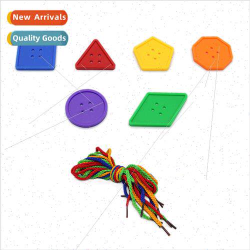 Early Learning Geometric Button Threading Stringing Toys Tod