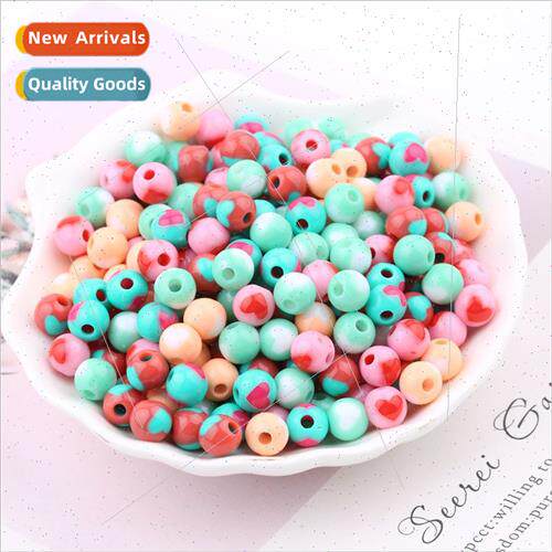 8mm acrylic peach heart solid color round beads DIY handmade