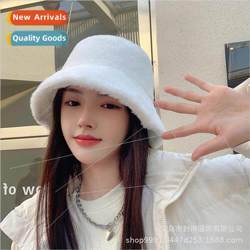2022 winter versatile cover face rabb hair bucket hat female