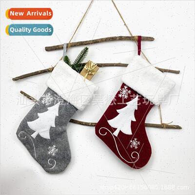 2022 Christmas Hanging Christmas Stocking  Bag Elk Embroider