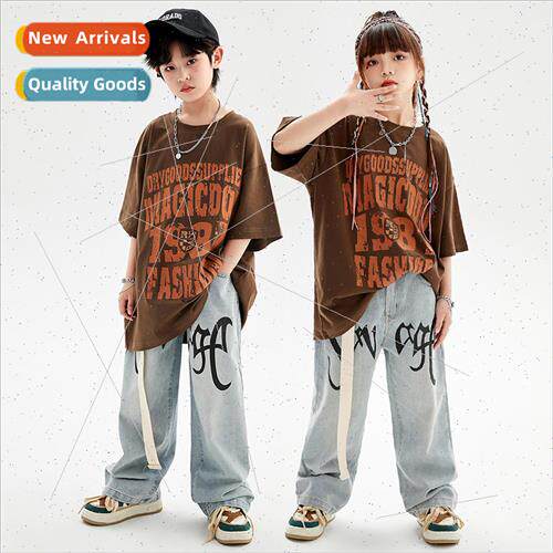 Set dance children tide clothing hip-hop loose retro letters